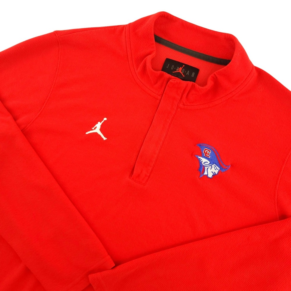 Jordan Dri Fit Pullover Sweatshirt Mens XL Red Basketball 1/4 Zip Jumpman Logo